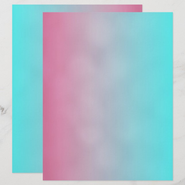 Papier Recyclé rose à Aqua Ombre 8 1/2" x 11" (Devant / Derrière)