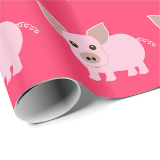 Papier rose d'emballage cadeau de porc