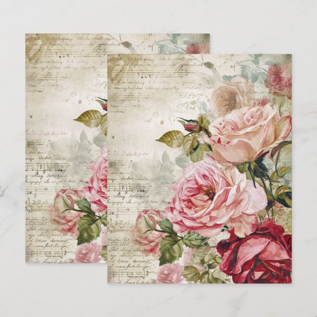 Papier Rose vintage Paris (Devant / Derrière)