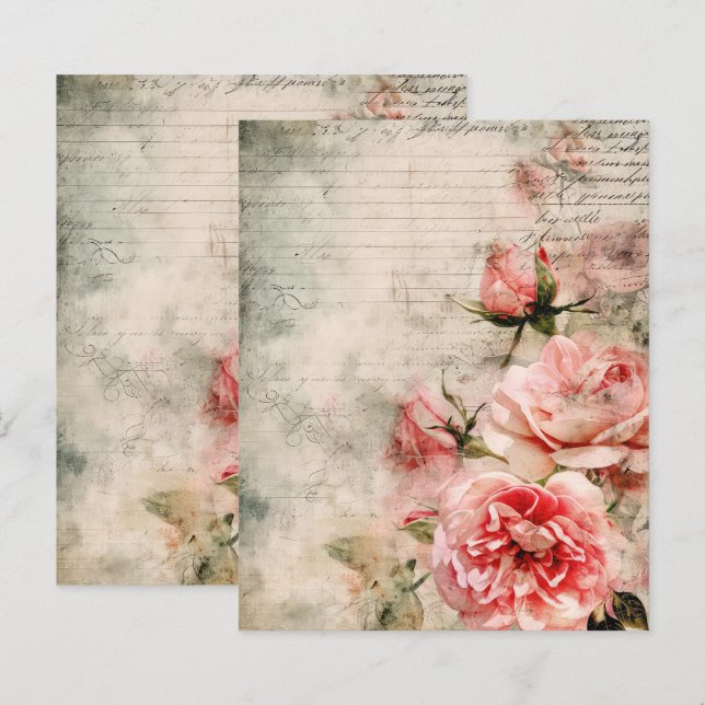 Papier Rose vintage Paris (Devant / Derrière)