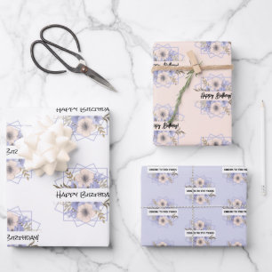 Papier Rose Violet & Pastel Jeu de 3 feuilles plat