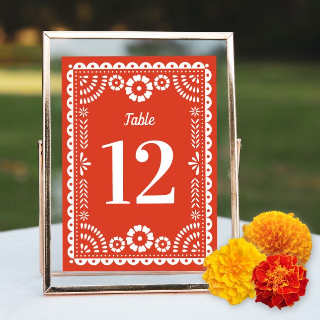 Papier rouge chaud Picado Mariage Numéro de table (Créateur téléchargé)