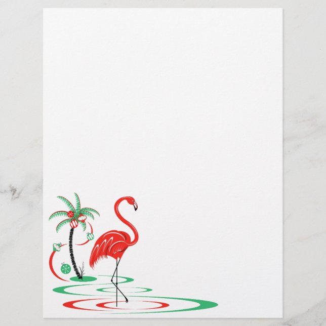 Papier rouge Flamant rose de Noël (Devant)