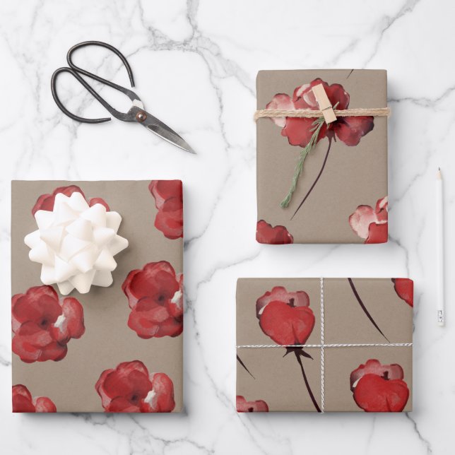 Papier Rustique Kraft Carmine Boutons rouges Bloss (Recto)