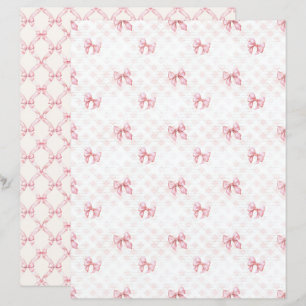 Papier scrapbook à l'arc rose Coquette vintage