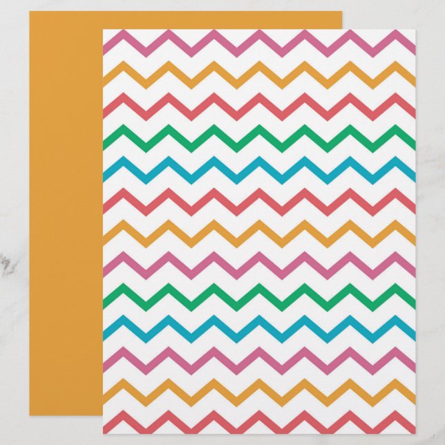 Papier scrapbook à motif chevron zigzag (Devant / Derrière)