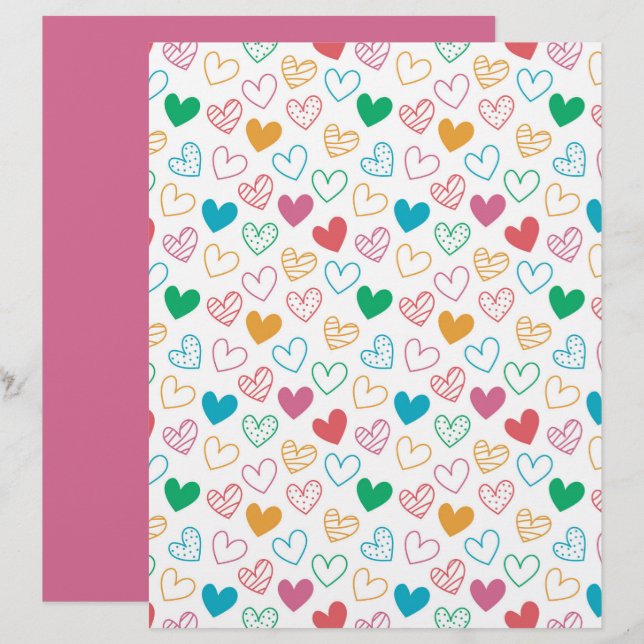 Papier scrapbook à motif de cœur coloré (Devant / Derrière)