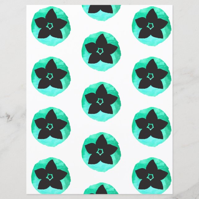 Papier scrapbook à motif de fleurs hawaïennes vert (Devant)