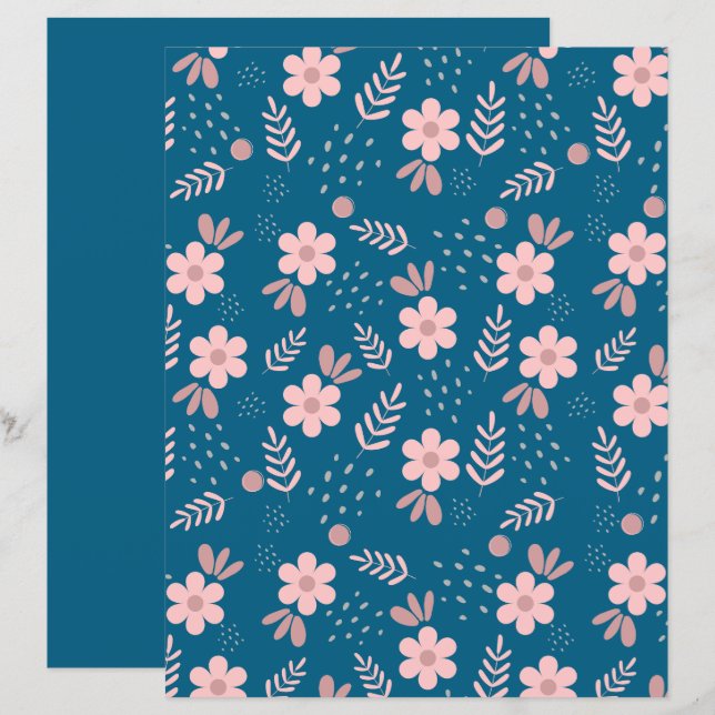 Papier scrapbook à motif de fleurs mignonnes (Devant / Derrière)