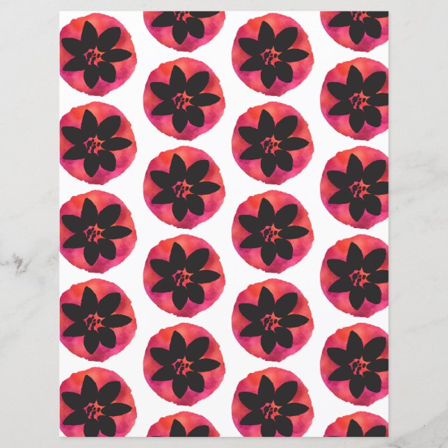 Papier scrapbook à motif de fleurs tropicales rose (Devant)