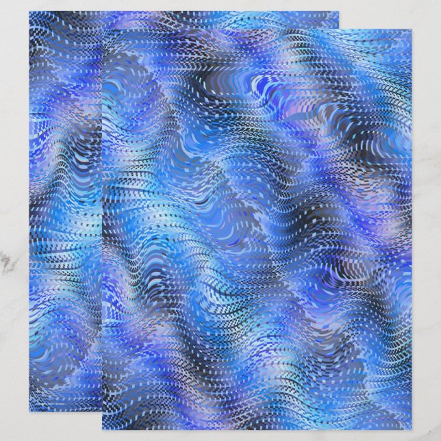 Papier scrapbook à motif faux-serpent bleu recto-v (Devant / Derrière)