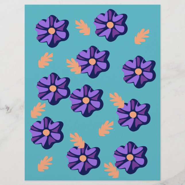 Papier scrapbook à motif floral violet (Devant)