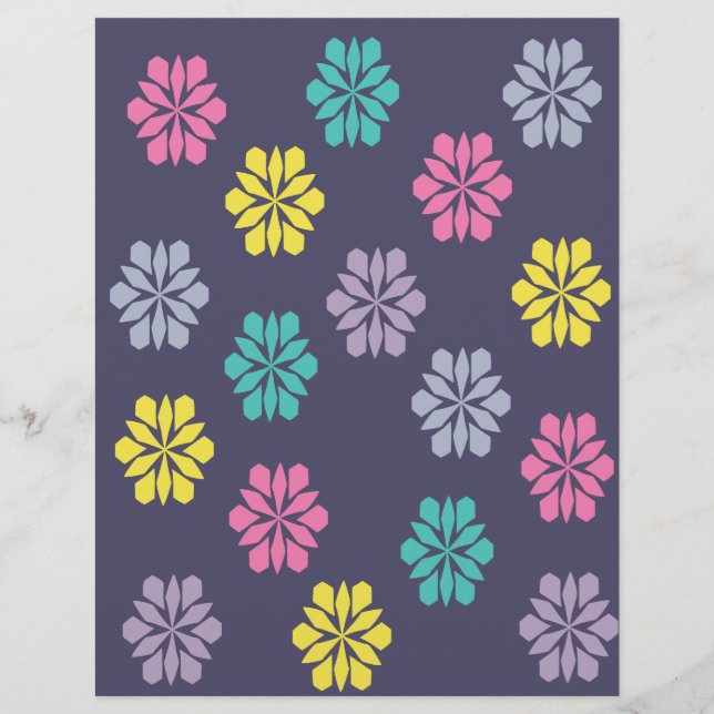 Papier scrapbook à motif floral violet (Devant)