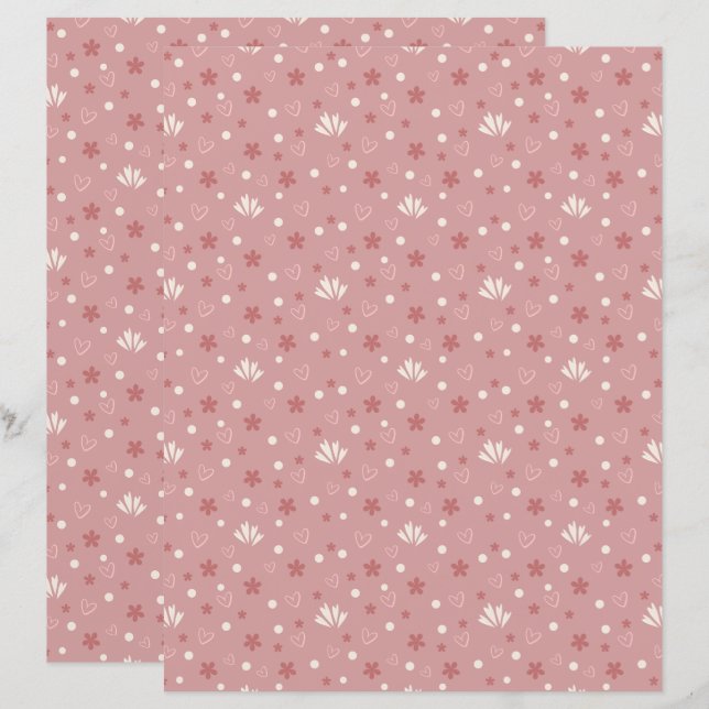 Papier scrapbook à motif pastel rouge mignon (Devant / Derrière)