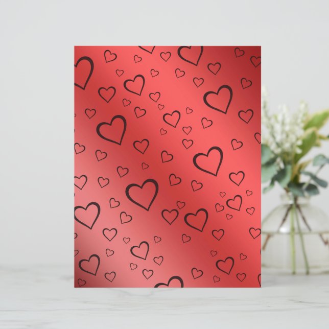 Papier scrapbook à ombre rouge avec cœurs à contou (Debout devant)