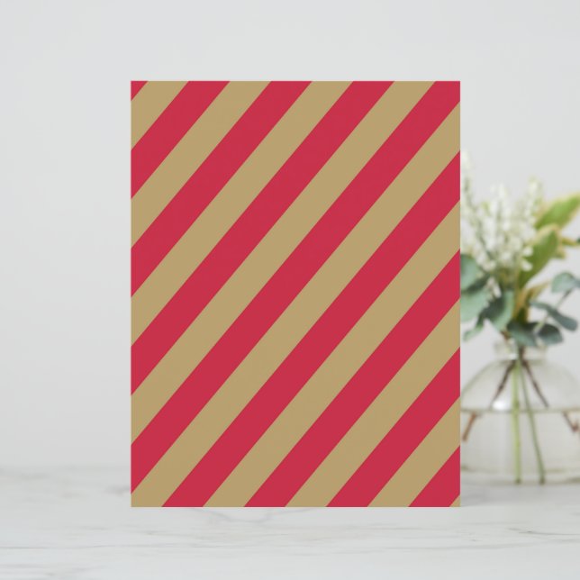 Papier scrapbook à rayures diagonales rouges et be (Debout devant)