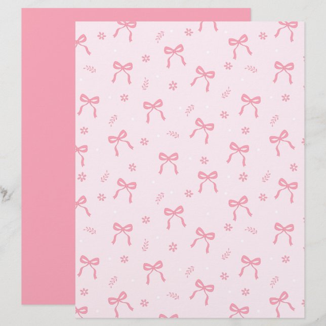 Papier scrapbook à rubans et fleurs Coquette Migno (Devant / Derrière)
