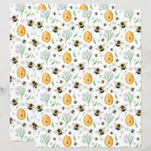 Papier scrapbook Abeilles miel floral