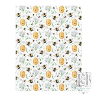 Papier scrapbook Abeilles miel floral