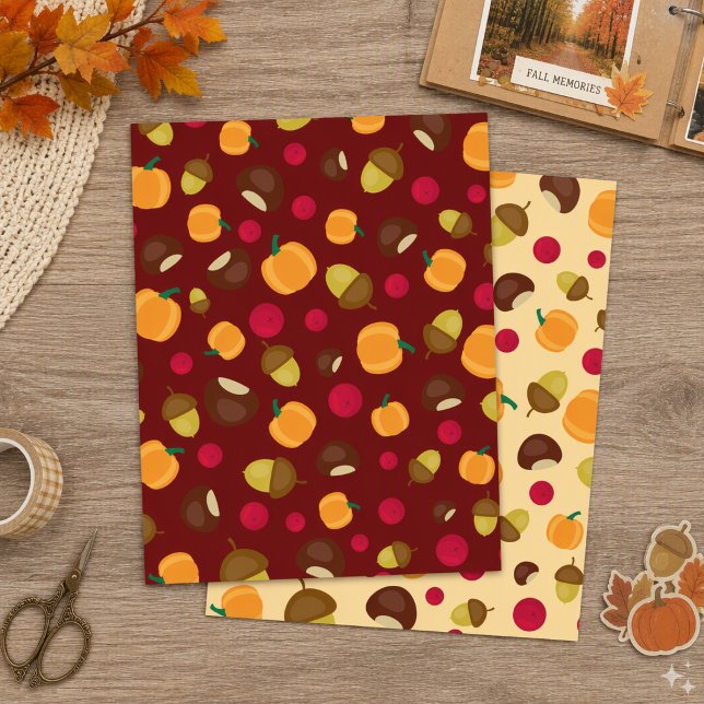 Papier scrapbook Baies de citrouille automne Bourg (Créateur téléchargé)
