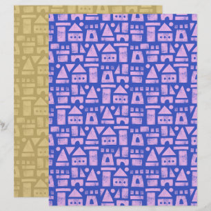 Papier scrapbook bleu château de sable