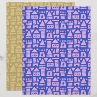 Papier scrapbook bleu château de sable