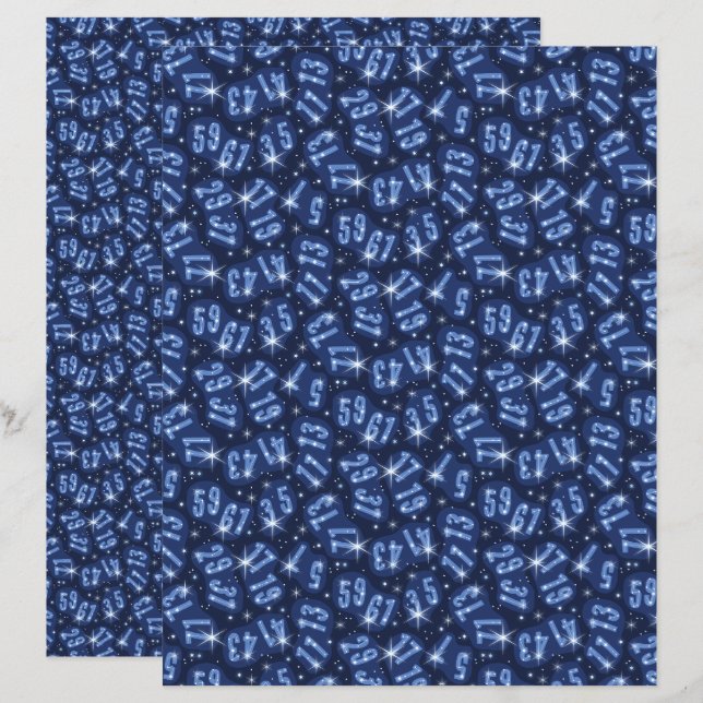 Papier scrapbook bleu constellation mathématique d (Devant / Derrière)