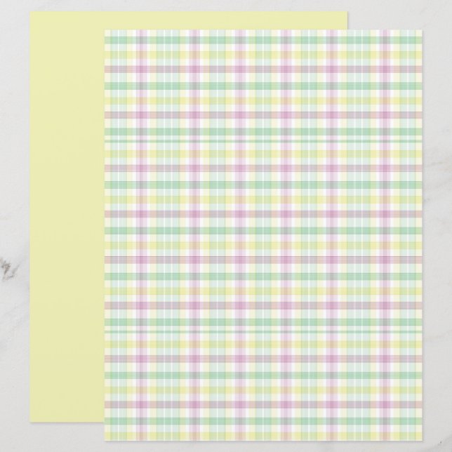 Papier scrapbook carreaux pastel danois coloré (Devant / Derrière)