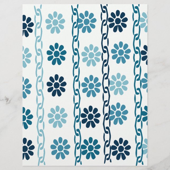 papier scrapbook chaîne florale bleue (Devant)