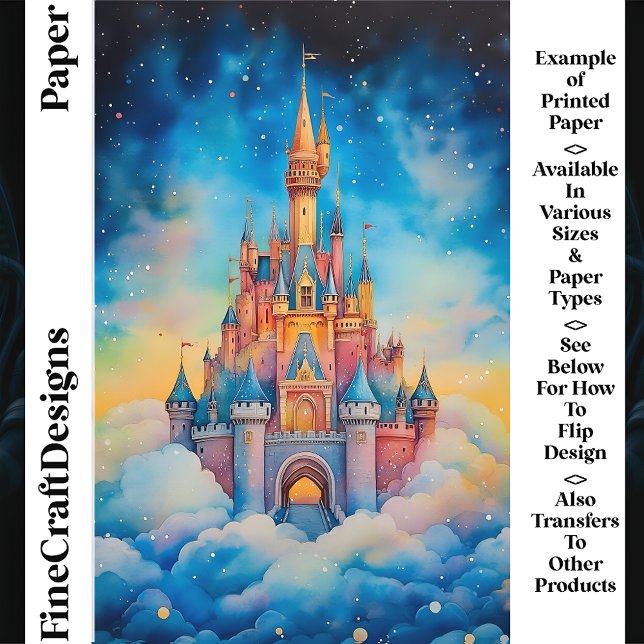 Papier scrapbook Château Aquarelle Dans Les Nuages (Créateur téléchargé)
