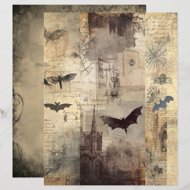 Papier scrapbook Collage Halloween (Devant / Derrière)