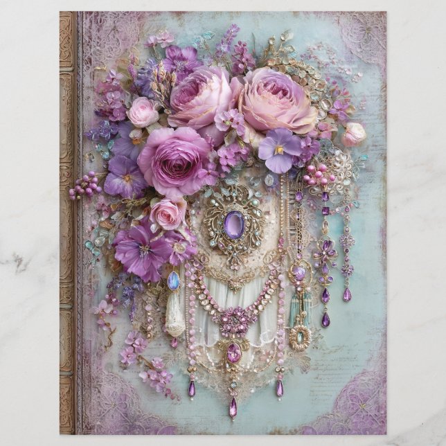 Papier scrapbook couverture de livre bleu lavande (Devant)
