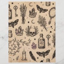 Papier scrapbook crâne et papillon de nuit occulte