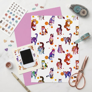 Papier scrapbook de chats colorés