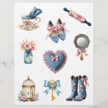 Papier scrapbook de cottage de campagne rose et bl