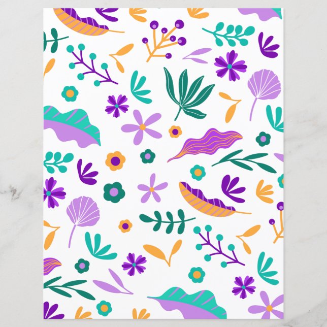 Papier scrapbook de fleurs et feuilles modernes mi (Devant)