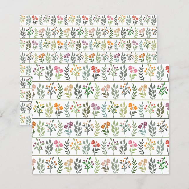 Papier scrapbook de l'herbier botanique coloré (Devant / Derrière)