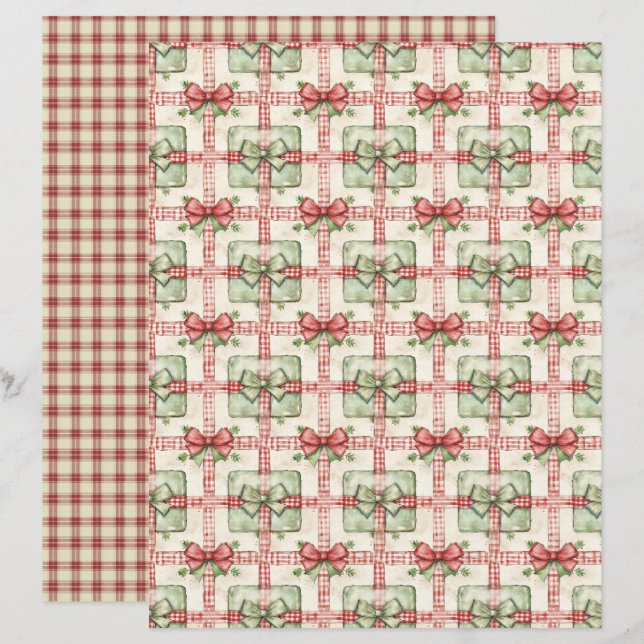 Papier scrapbook de Noël vintage (Devant / Derrière)