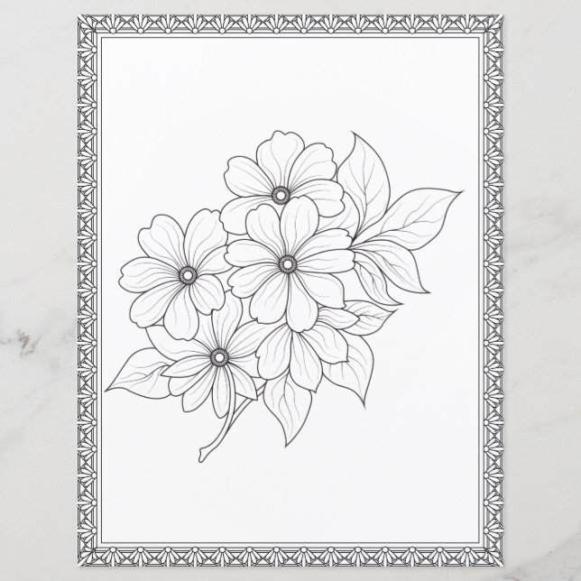 Papier scrapbook de page de coloriage florale élég (Devant)