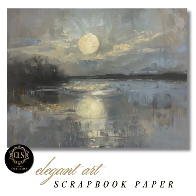 Papier scrapbook de paysage à l'aquarelle au clair (Scrapbook Paper – Moonlit Landscape in Watercolor)