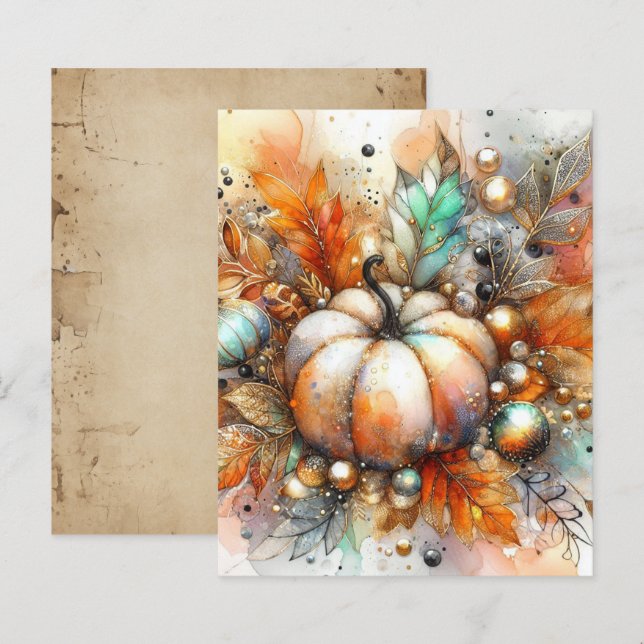 Papier scrapbook de récolte de citrouille d'automn (Devant / Derrière)