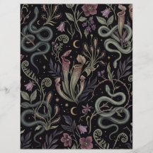 Papier scrapbook de serpents sombres et de plantes