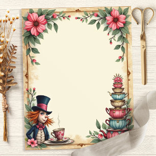 Papier scrapbook de tasse à thé du Chapelier fou d