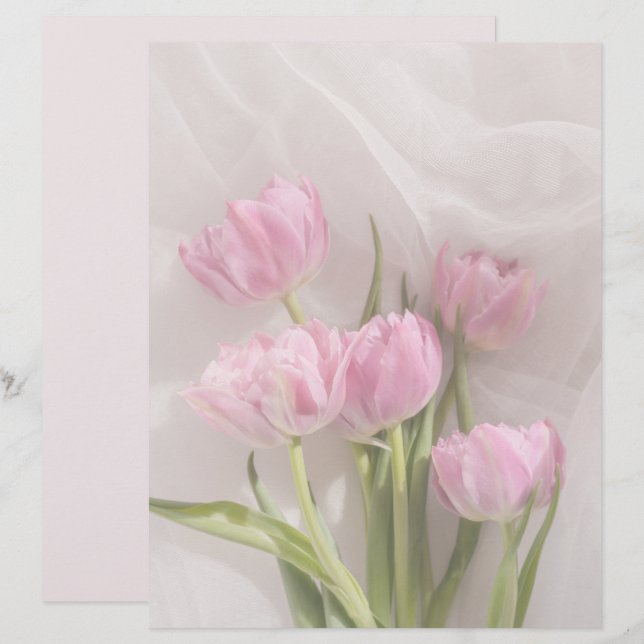 Papier scrapbook de tulipes roses douces (Devant / Derrière)