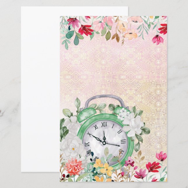 Papier scrapbook découpage d'horloge à l'aquarelle (Devant / Derrière)