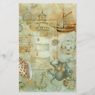 Papier scrapbook découpage vintage vie océanique
