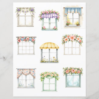 Papier scrapbook découpé de fenêtres florales