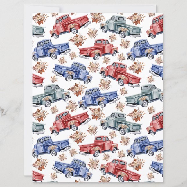 Papier scrapbook des Camionnettes Américaines Clas (Devant)