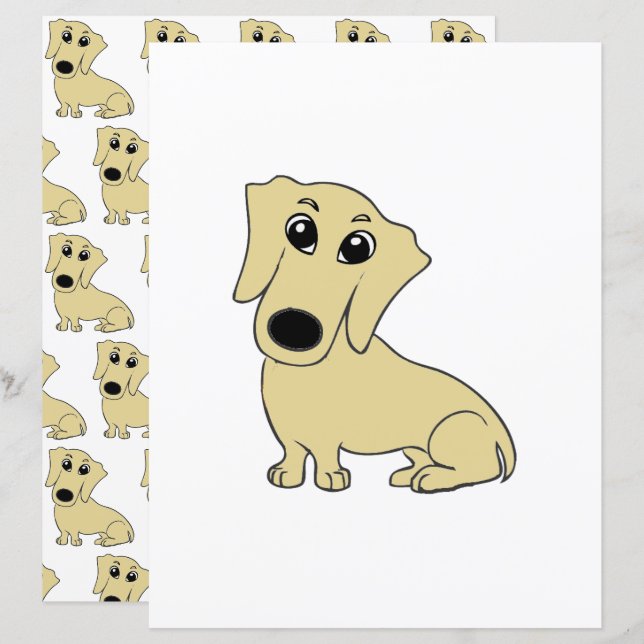 papier scrapbook dessin animé teckel wheaton (Devant / Derrière)