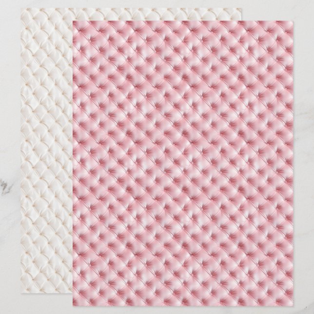 Papier scrapbook diamant rose Coquette Vintage (Devant / Derrière)